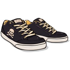Vector Cartoon Black Skaters Shoes N2