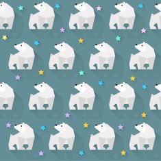 vector pattern background with white bear and stars