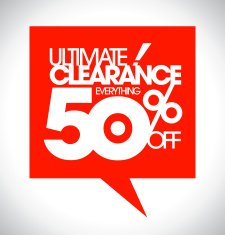 Ultimate clearance 50 off speech bubble