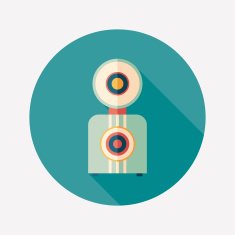 Retro camera flat round icon with long shadows