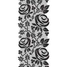 Black lace texture with roses and leaves