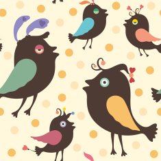 Seamless pattern with happy birds