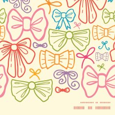 Vector colorful bows horizontal frame seamless pattern background