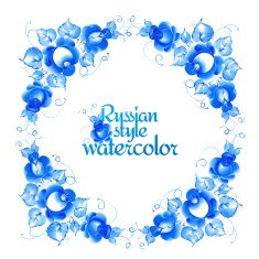 Gzhel style floral frame N3