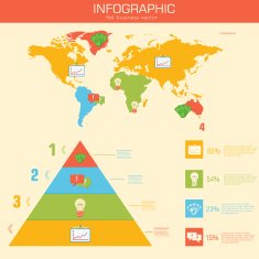 Business flat infographic world template with text fields Vector Illustration