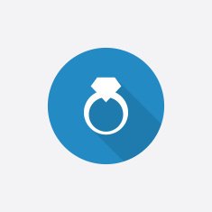 jewelery ring Flat Blue Simple Icon with long shadow