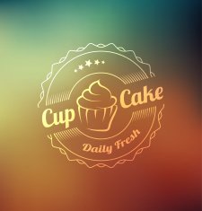 Cupcake food label over blurred background N3