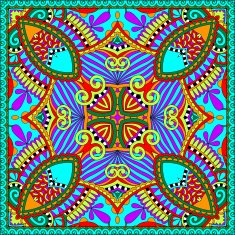 silk neck scarf or kerchief square pattern design in ukrainian N58