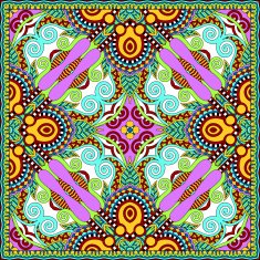 Traditional ornamental floral paisley bandanna Square ornament N101