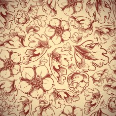 Autumn leaves and flowers seamless pattern