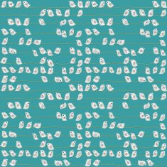Seamless pattern with white bird on branch in Scandinavian style