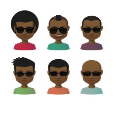 Cartoon male with sunglasses avatar set N2