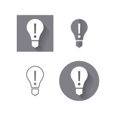 Light bulb attention icon for user interface - flat style