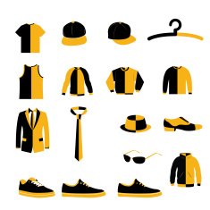 Set of Men Fashion Clothing and Accessories Design Vector Icon