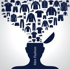 Men's fashion background Set of Clothing icons