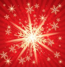 Abstract red christmas background with golden snowflakes