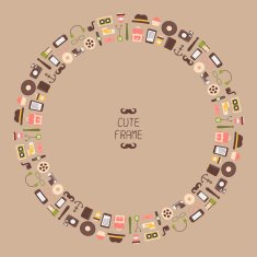 Frame of hipster vector colorful style elements and icons set