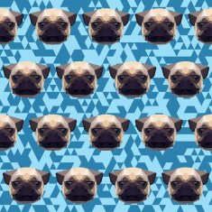 polygonal pug abstract geometric seamless pattern background