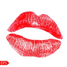 Print of pink lips Vector illustration on a white background N5