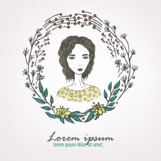 hand drawn frame with pretty girl N2