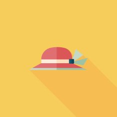 Women hat flat icon with long shadow N61