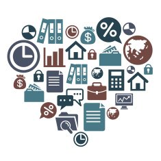 Business Icons in Heart Shape N3