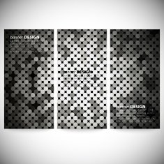 Set of vertical banners Background vector with shiny silver paillettes