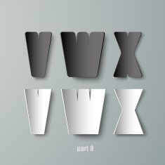 Vector Paper Graphic Alphabet white and black VWX