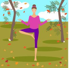 yoga girl in autumn park