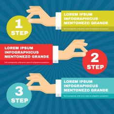 Human Hands with Infographic Round Blocks - Vector concept illustration