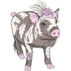 vector fashion funny piggy in beautiful hat