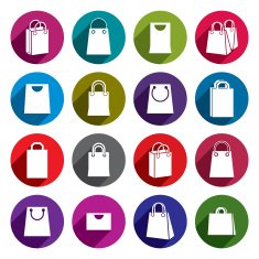 Shopping bag icons vector set shopping theme simplistic symbol