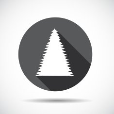 Christmas Tree Flat Icon with long Shadow Vector Illustration