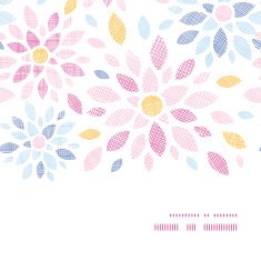 Abstract textile colorful flowers horizontal frame seamless pattern background