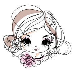 doodle girl cartoon illustration with flowers accessories N2