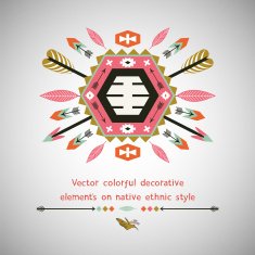 Vector colorful decorative element on native ethnic style N11