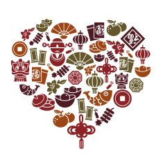 Chinese New Year Icons in Heart Shape