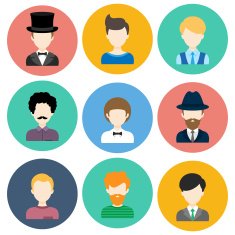Set of Flat Icons with Man Characters N3