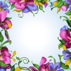 frame with abstract exotic tropical flower border N7