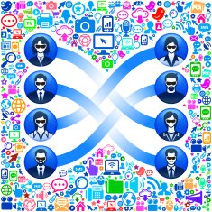 Paring Business People and Virtual Reality Experience Icon Set