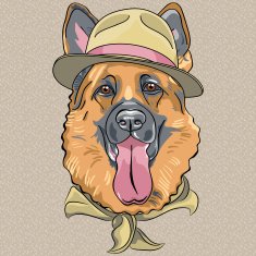 vector funny cartoon hipster dog German shepherd