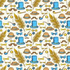 Retro gentleman elements pattern N6