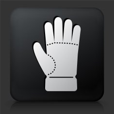 Black Square Button with Glove Icon