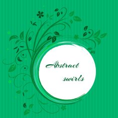 Abstract banner with curls of green color