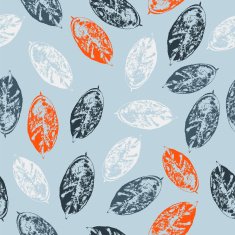 Seamless pattern with leaves on light blue background