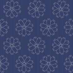 Traditional Japanese Embroidery Ornament with blooming sakura flowers Seamless pattern