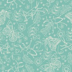 Seamless pattern with beetles butterflies grasshoppers