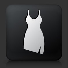 Black Square Button with Dress Icon N9