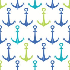 Anchors blue and green seamless pattern backgound