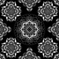 White and black ornamental fantasy seamless pattern